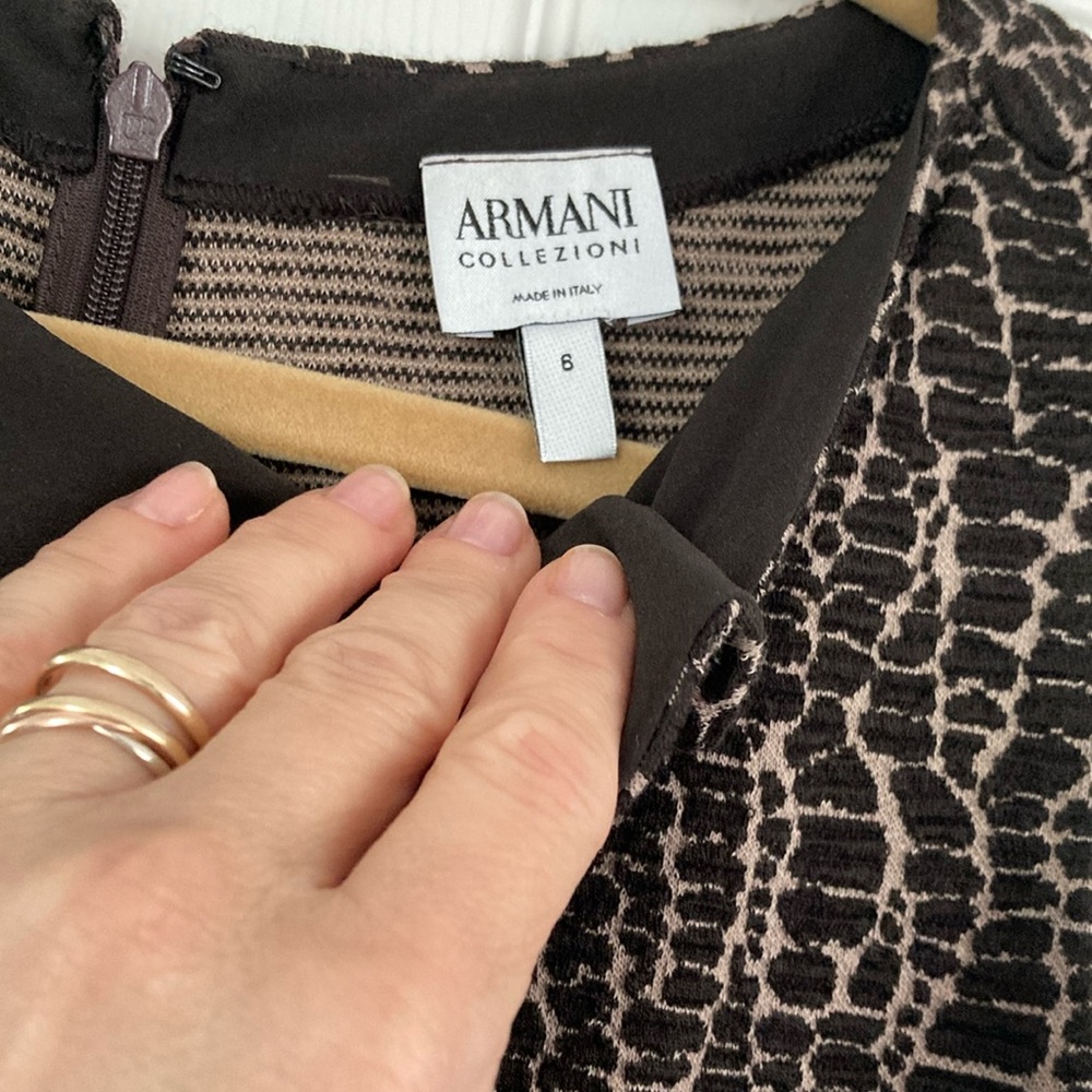Armani Collezioni Brown and Tan Sleeveless Sheath Dress